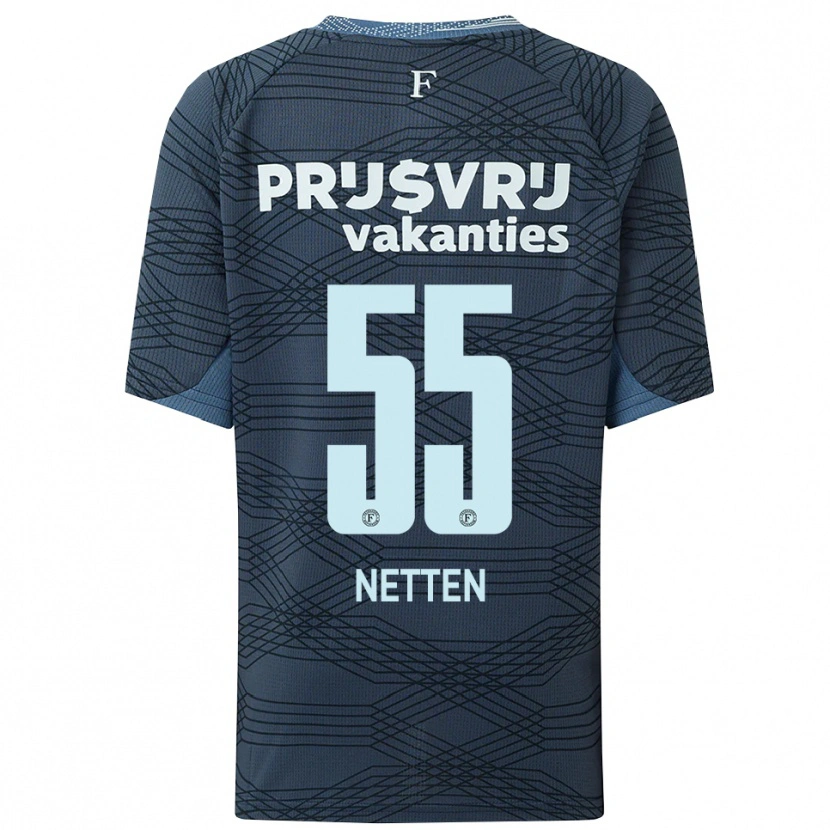 Danxen Bambino Maglia Luc Netten #55 Nero Grigio Kit Gara Away 2025/26 Maglietta
