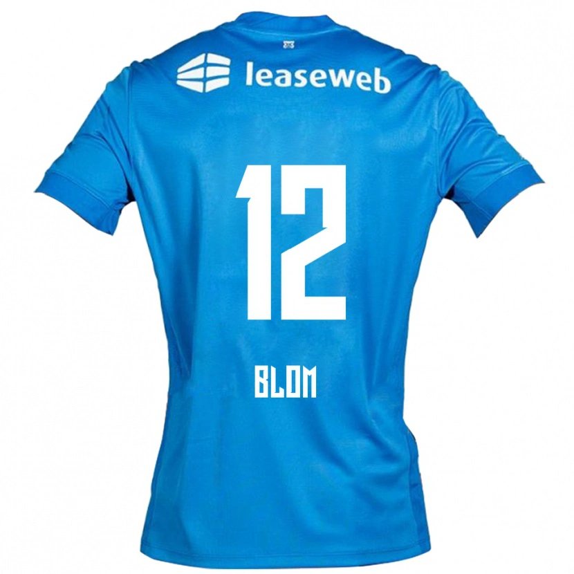 Danxen Bambino Maglia Robin Blom #12 Blu Bianco Kit Gara Away 2025/26 Maglietta