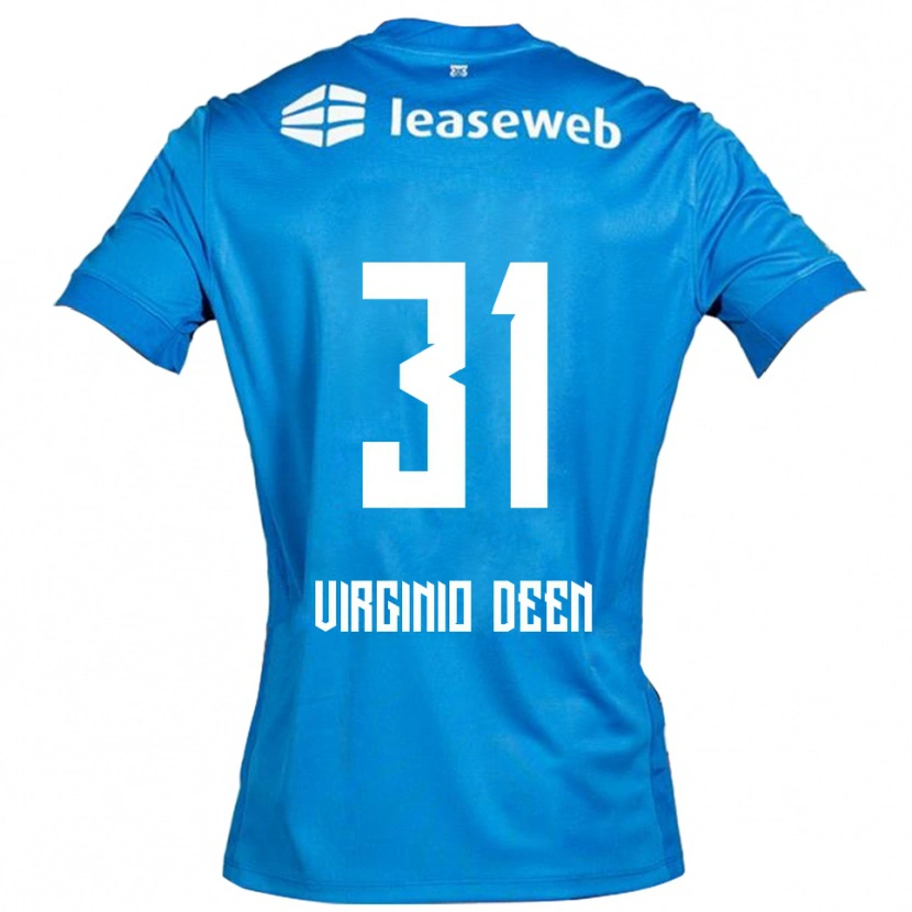Danxen Bambino Maglia Daniël Virginio Deen #31 Blu Bianco Kit Gara Away 2025/26 Maglietta