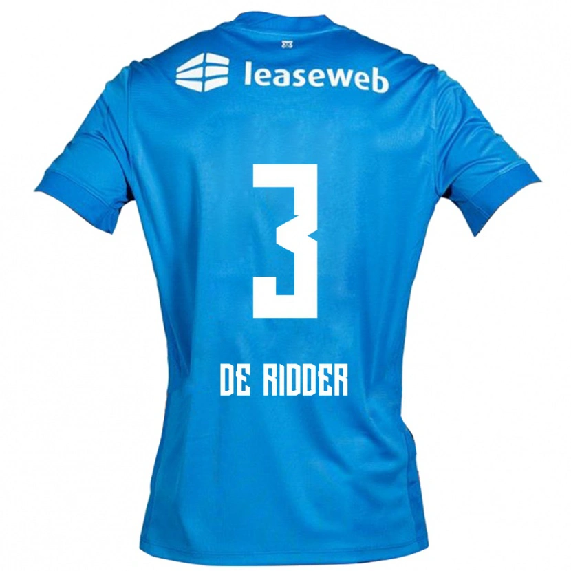Danxen Bambino Maglia Djoeke De Ridder #3 Blu Bianco Kit Gara Away 2025/26 Maglietta
