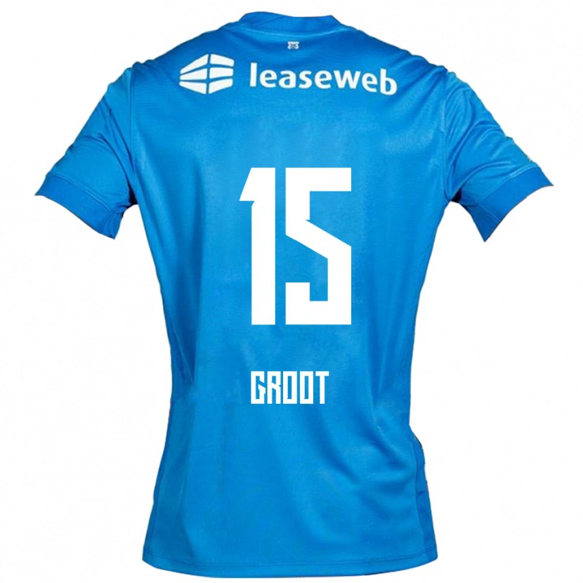 Danxen Bambino Maglia Pleun Groot #15 Blu Bianco Kit Gara Away 2025/26 Maglietta