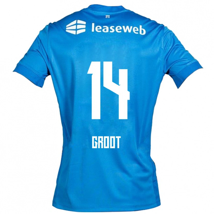 Danxen Bambino Maglia Gijs Groot #14 Blu Bianco Kit Gara Away 2025/26 Maglietta