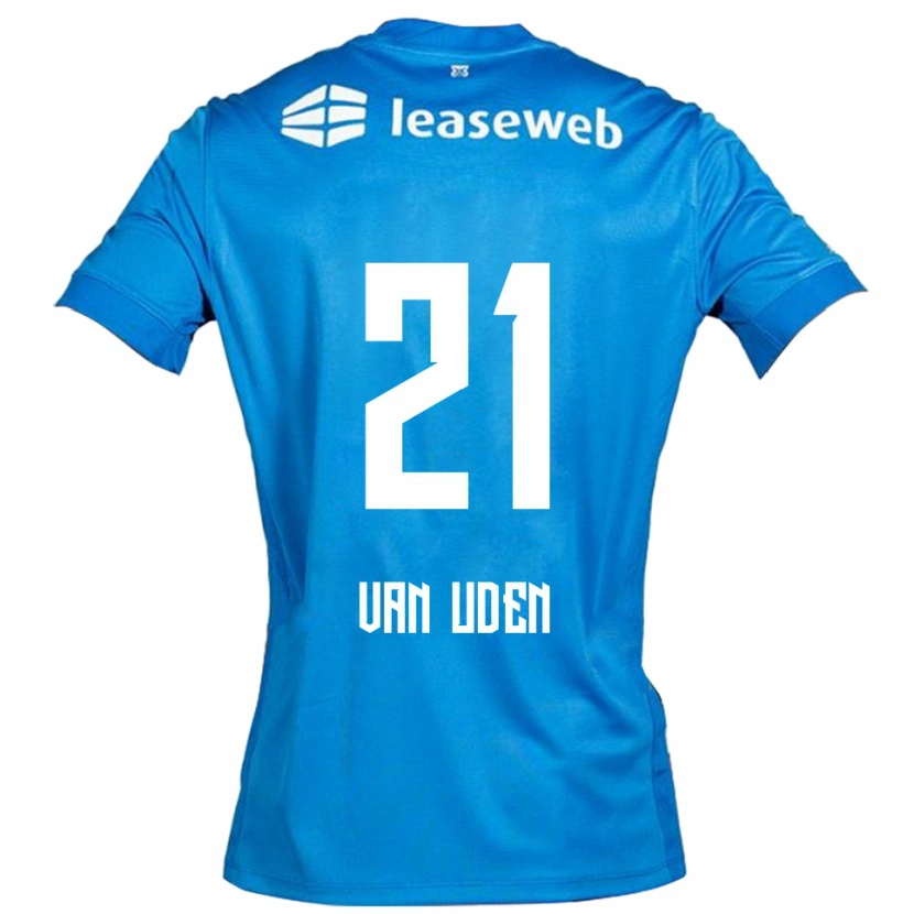 Danxen Bambino Maglia Jasmijn Van Uden #21 Blu Bianco Kit Gara Away 2025/26 Maglietta