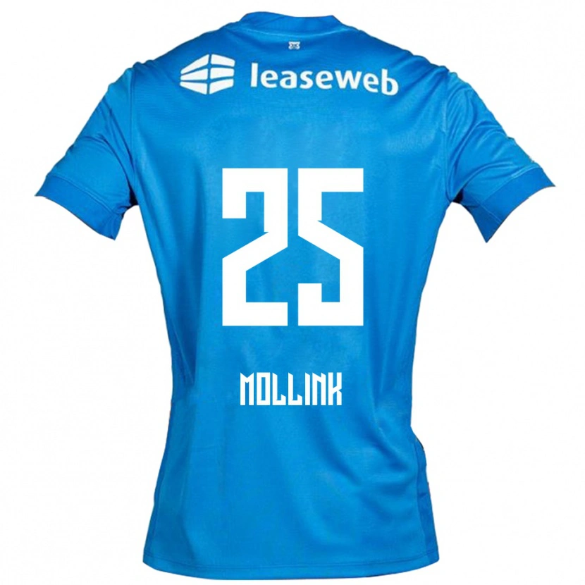 Danxen Bambino Maglia Yaël Mollink #25 Blu Bianco Kit Gara Away 2025/26 Maglietta