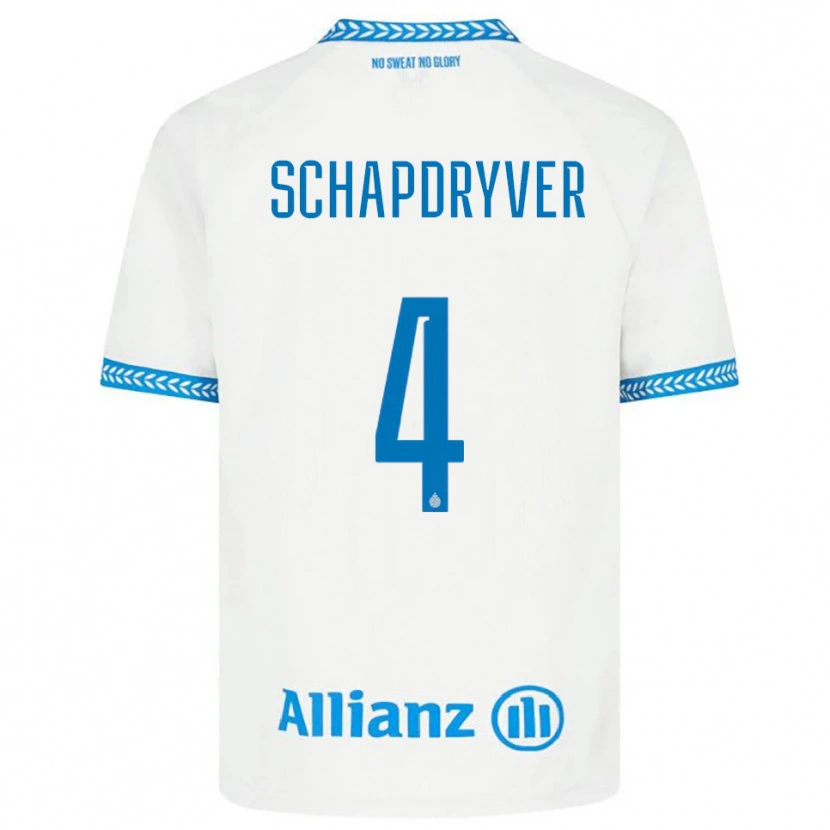 Danxen Bambino Maglia Emely Schapdryver #4 Blu Bianco Kit Gara Away 2025/26 Maglietta