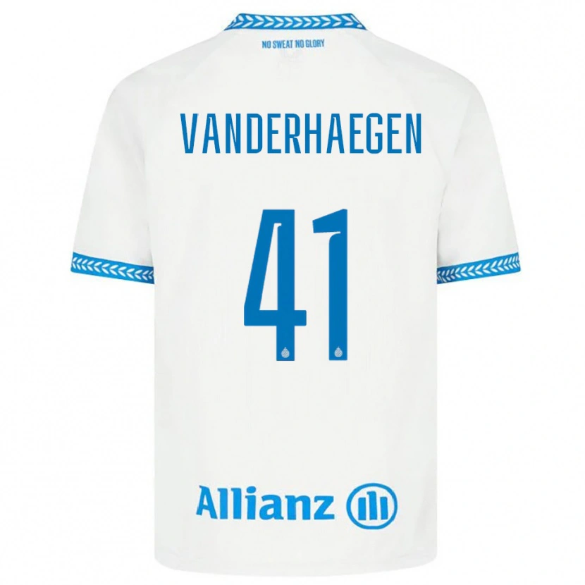 Danxen Bambino Maglia Lotte Vanderhaegen #41 Blu Bianco Kit Gara Away 2025/26 Maglietta
