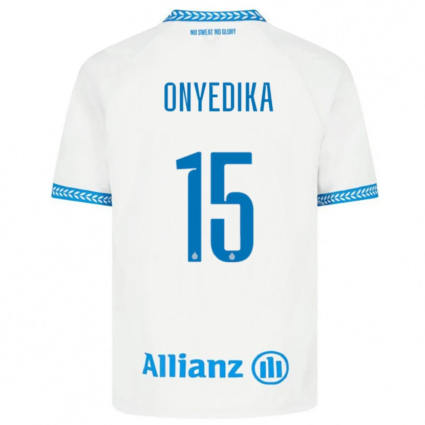 Danxen Bambino Maglia Raphael Onyedika #15 Blu Bianco Kit Gara Away 2025/26 Maglietta