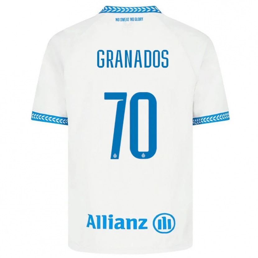 Danxen Bambino Maglia Alejandro Granados #70 Blu Bianco Kit Gara Away 2025/26 Maglietta