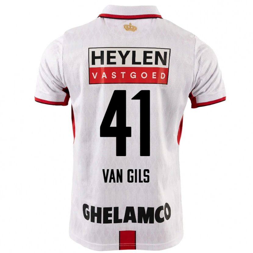 Danxen Bambino Maglia Mathis Van Gils #41 Bianco Rosso Kit Gara Away 2025/26 Maglietta