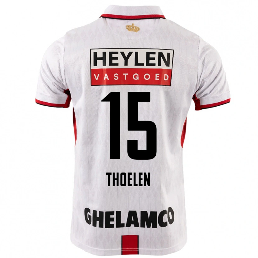 Danxen Bambino Maglia Yannick Thoelen #15 Bianco Rosso Kit Gara Away 2025/26 Maglietta