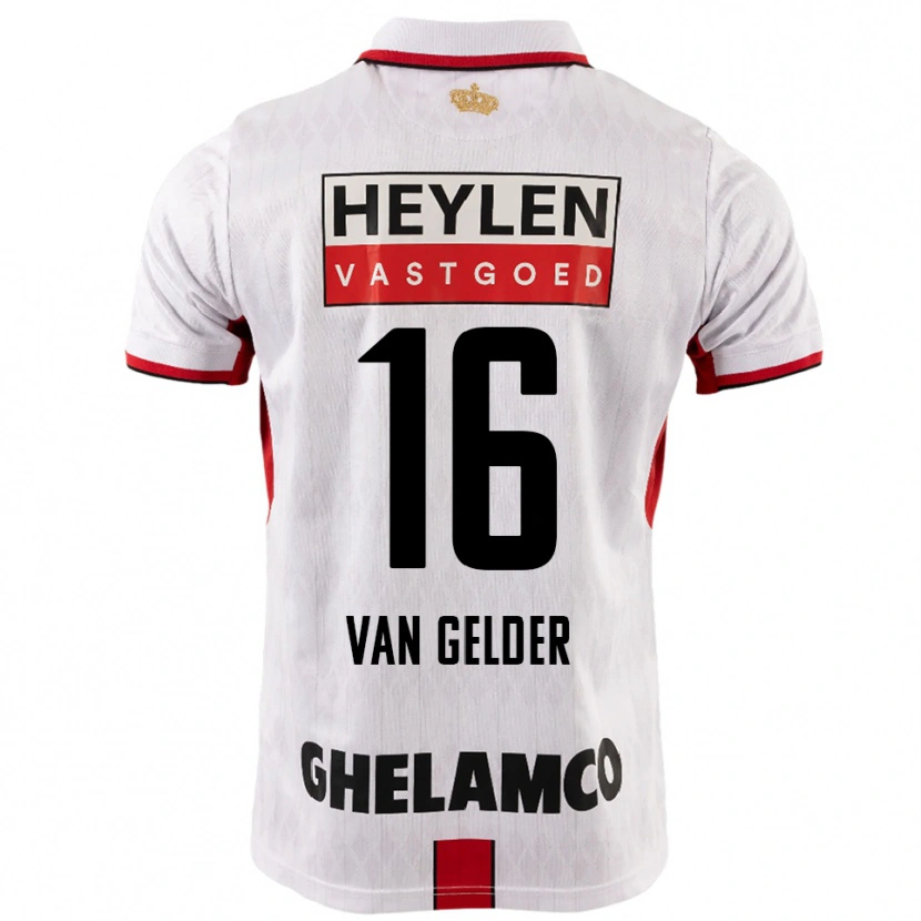 Danxen Bambino Maglia Louie Van Gelder #16 Bianco Rosso Kit Gara Away 2025/26 Maglietta