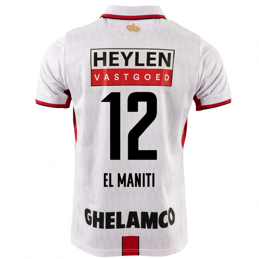 Danxen Bambino Maglia Naoufal El Maniti #12 Bianco Rosso Kit Gara Away 2025/26 Maglietta