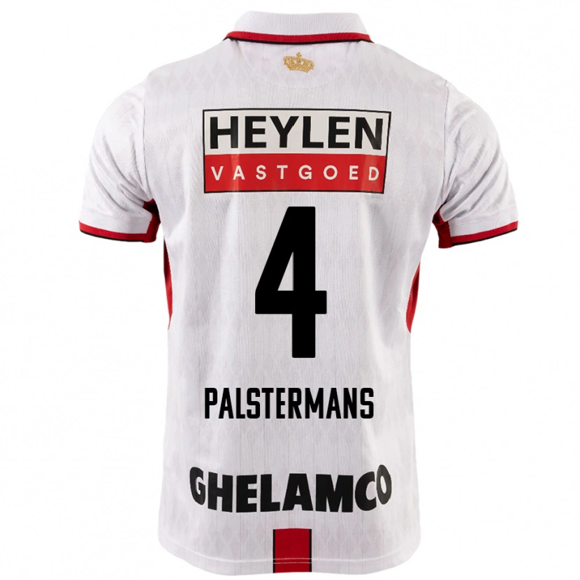 Danxen Bambino Maglia Jasper Palstermans #4 Bianco Rosso Kit Gara Away 2025/26 Maglietta