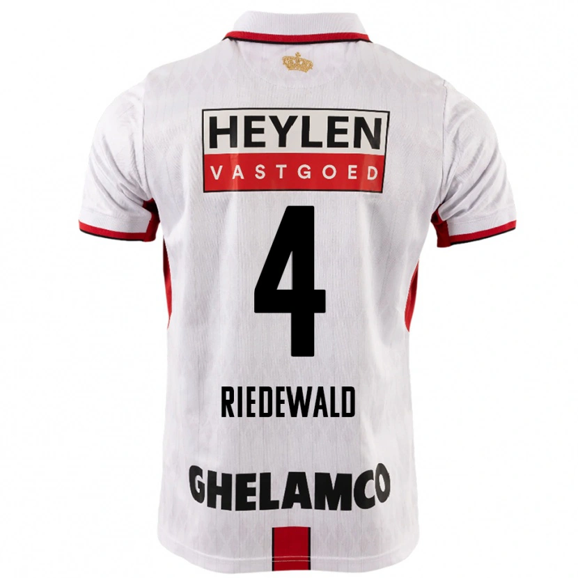 Danxen Bambino Maglia Jairo Riedewald #4 Bianco Rosso Kit Gara Away 2025/26 Maglietta
