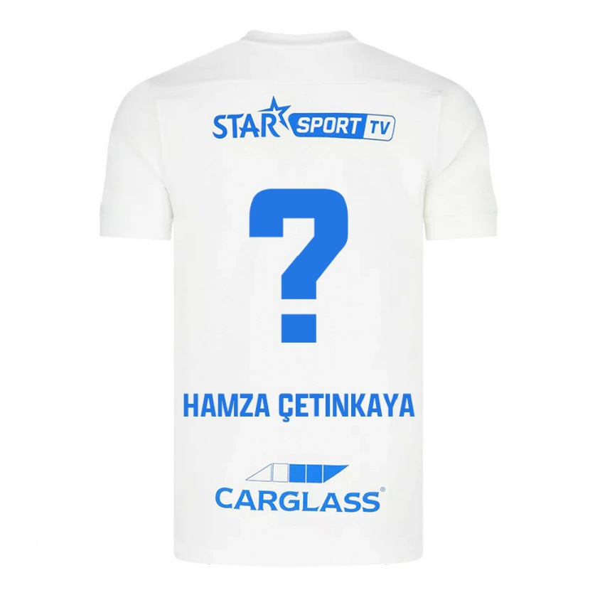 Danxen Bambino Maglia Ayaz Hamza Çetinkaya #0 Bianco Blu Kit Gara Away 2025/26 Maglietta