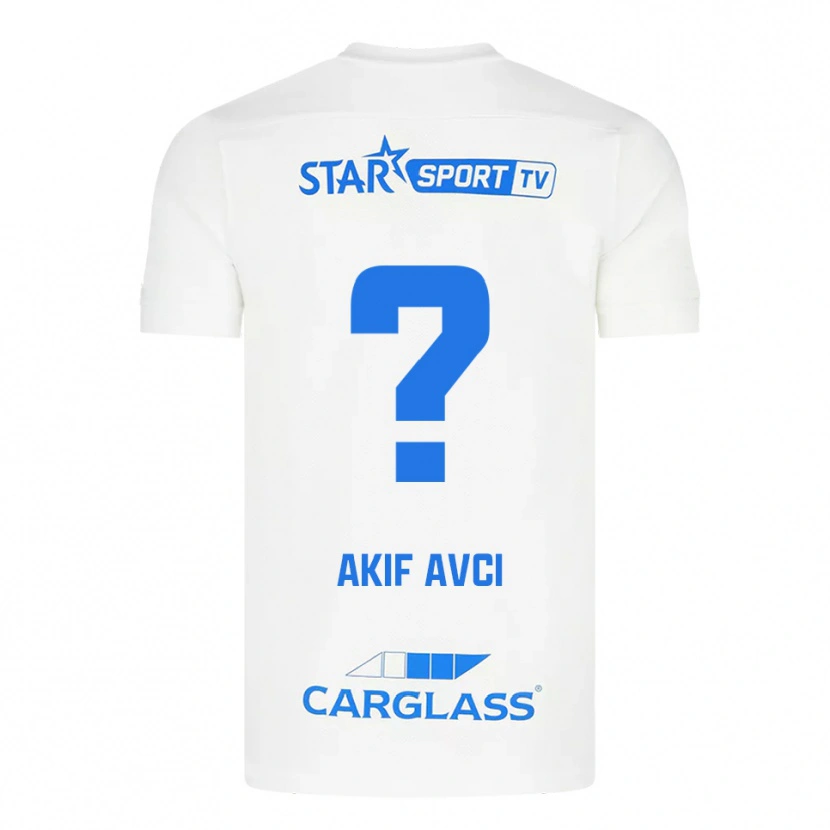 Danxen Bambino Maglia Muhammed Akif Avcı #0 Bianco Blu Kit Gara Away 2025/26 Maglietta