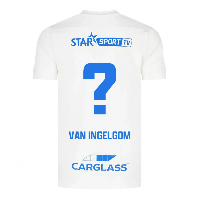 Danxen Bambino Maglia Tijn Van Ingelgom #0 Bianco Blu Kit Gara Away 2025/26 Maglietta