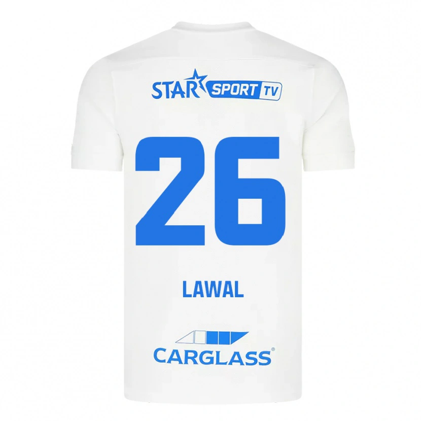 Danxen Bambino Maglia Tobias Lawal #26 Bianco Blu Kit Gara Away 2025/26 Maglietta