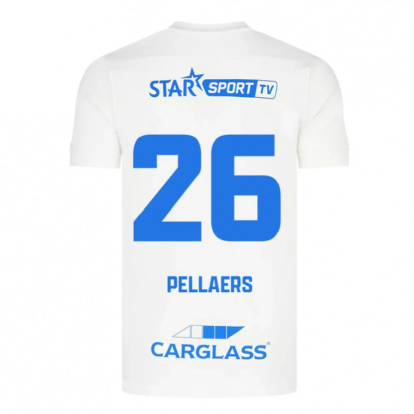 Danxen Bambino Maglia Amanuel Pellaers #26 Bianco Blu Kit Gara Away 2025/26 Maglietta