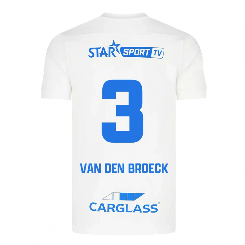 Danxen Bambino Maglia Kobe Van Den Broeck #3 Bianco Blu Kit Gara Away 2025/26 Maglietta
