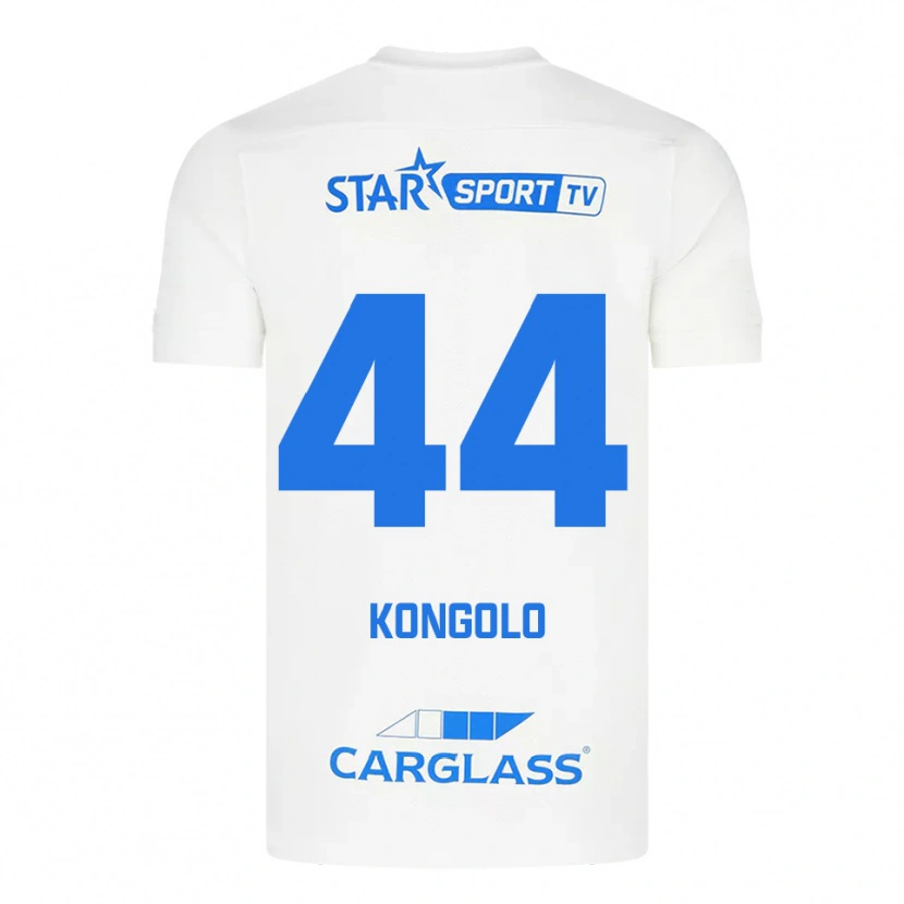Danxen Bambino Maglia Josué Kongolo #44 Bianco Blu Kit Gara Away 2025/26 Maglietta