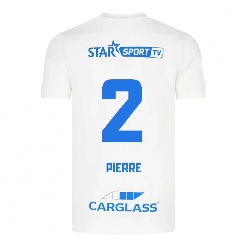 Danxen Bambino Maglia Kayden Pierre #2 Bianco Blu Kit Gara Away 2025/26 Maglietta
