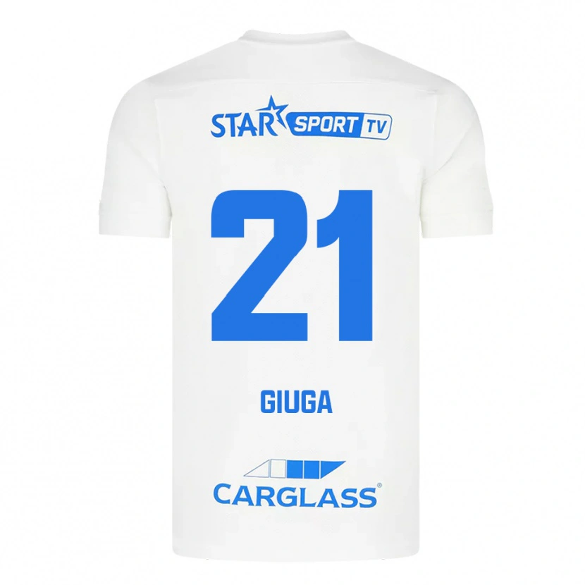 Danxen Bambino Maglia Anissa Giuga #21 Bianco Blu Kit Gara Away 2025/26 Maglietta