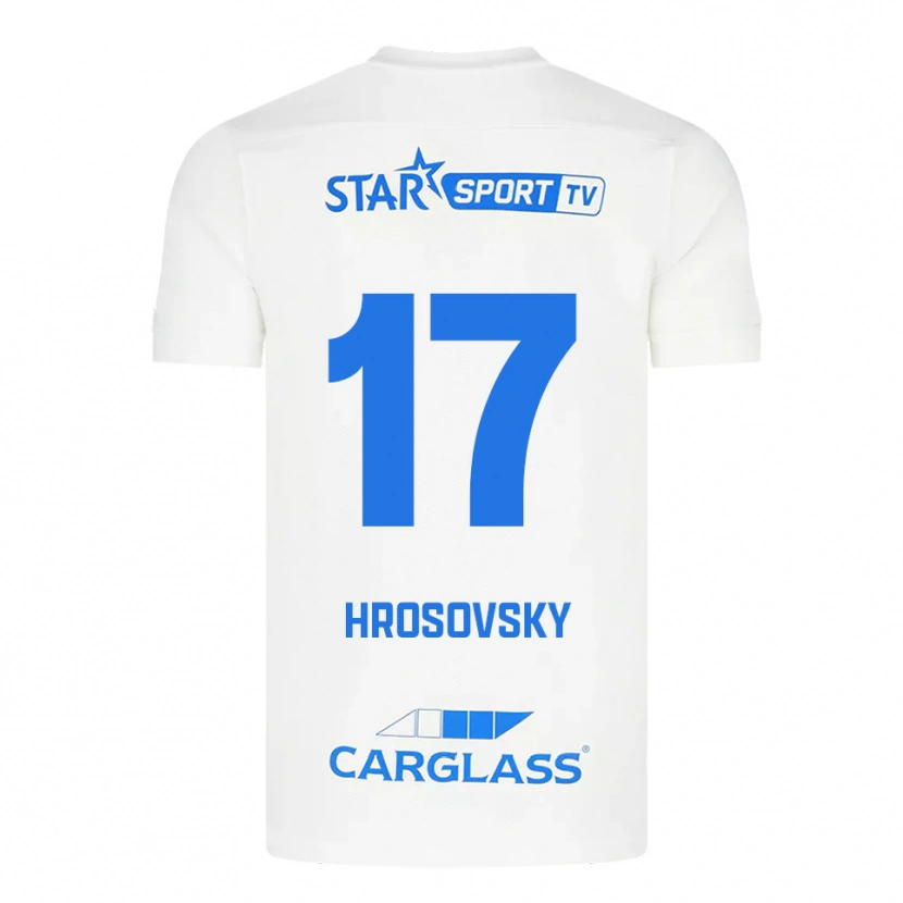 Danxen Bambino Maglia Patrik Hrosovsky #17 Bianco Blu Kit Gara Away 2025/26 Maglietta