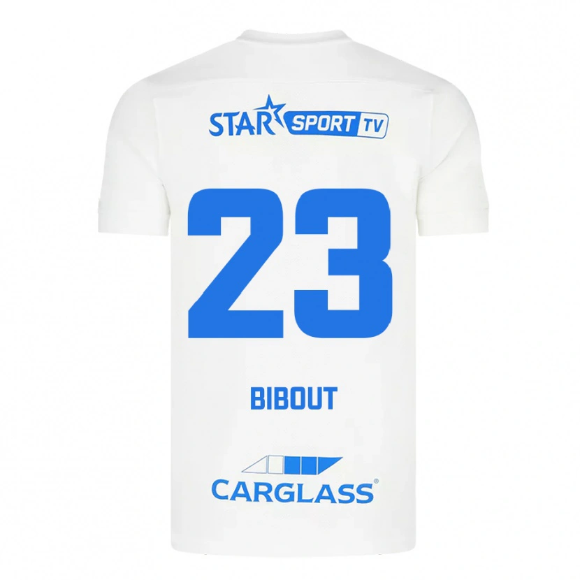Danxen Bambino Maglia Aaron Bibout #23 Bianco Blu Kit Gara Away 2025/26 Maglietta