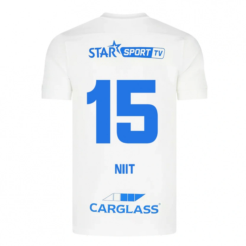 Danxen Bambino Maglia Eva-Maria Niit #15 Bianco Blu Kit Gara Away 2025/26 Maglietta