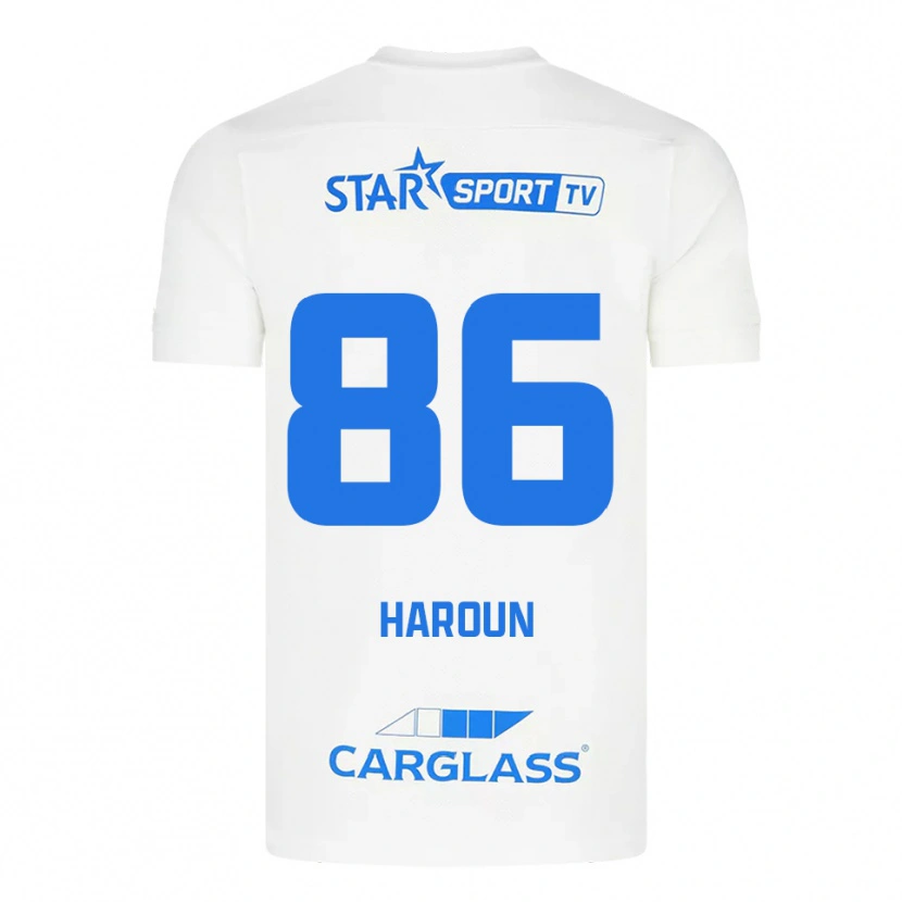 Danxen Bambino Maglia Kenan Haroun #86 Bianco Blu Kit Gara Away 2025/26 Maglietta