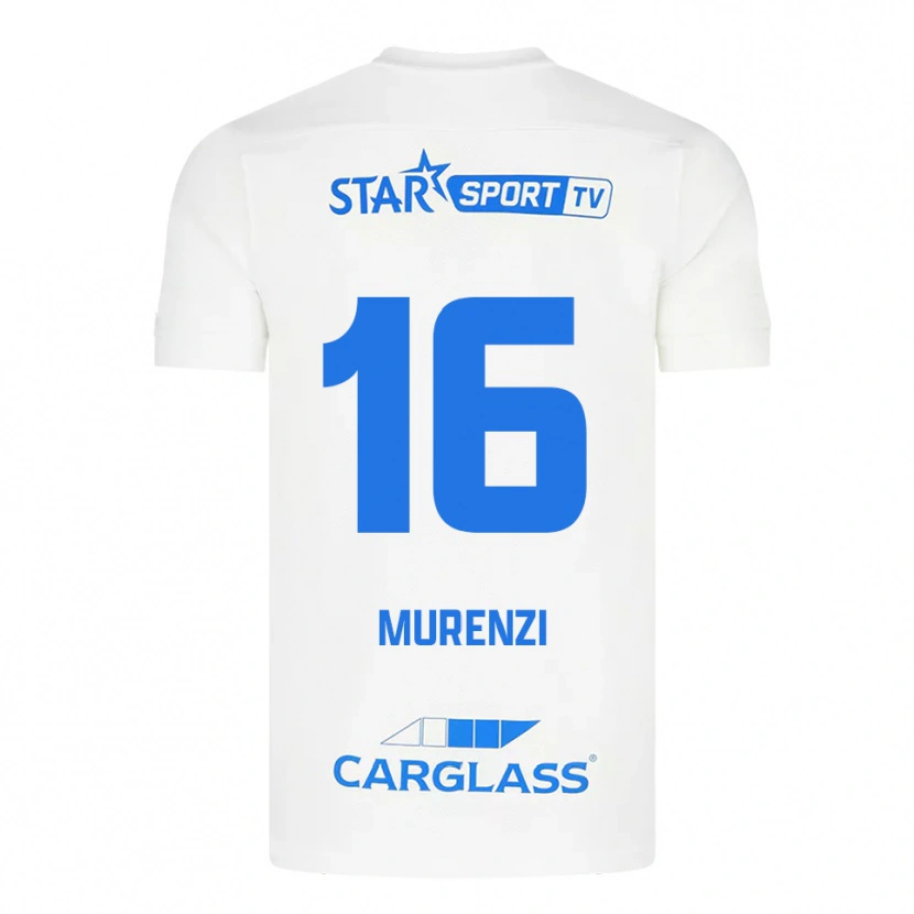 Danxen Bambino Maglia Aaron Murenzi #16 Bianco Blu Kit Gara Away 2025/26 Maglietta