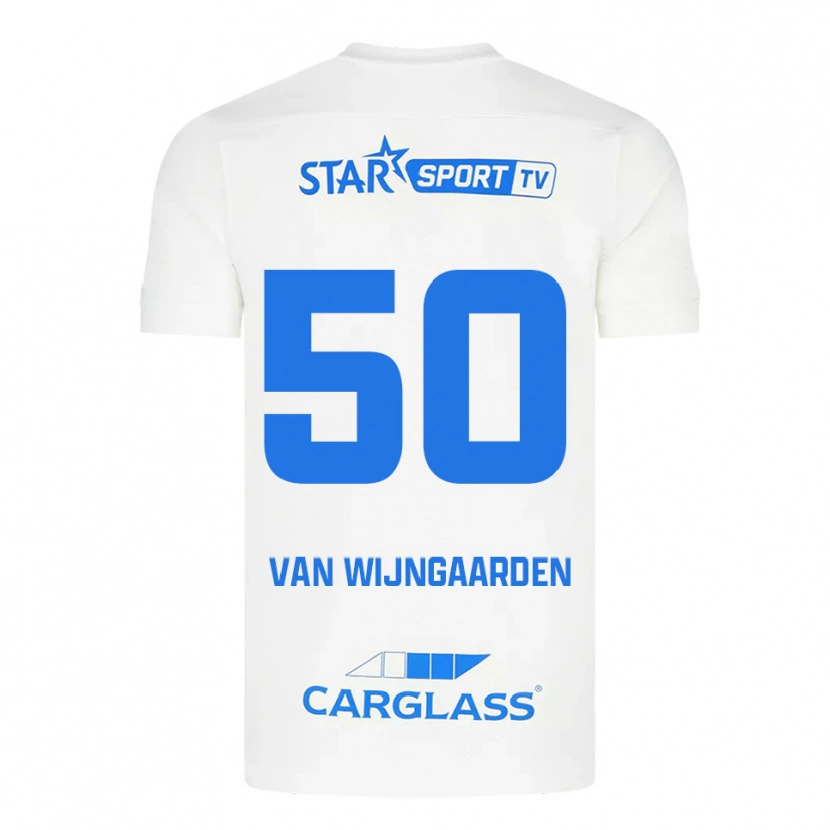 Danxen Bambino Maglia Maren Van Wijngaarden #50 Bianco Blu Kit Gara Away 2025/26 Maglietta