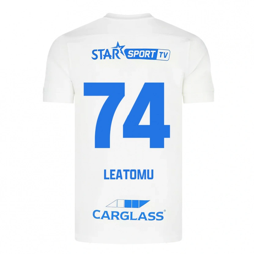 Danxen Bambino Maglia Noa Leatomu #74 Bianco Blu Kit Gara Away 2025/26 Maglietta