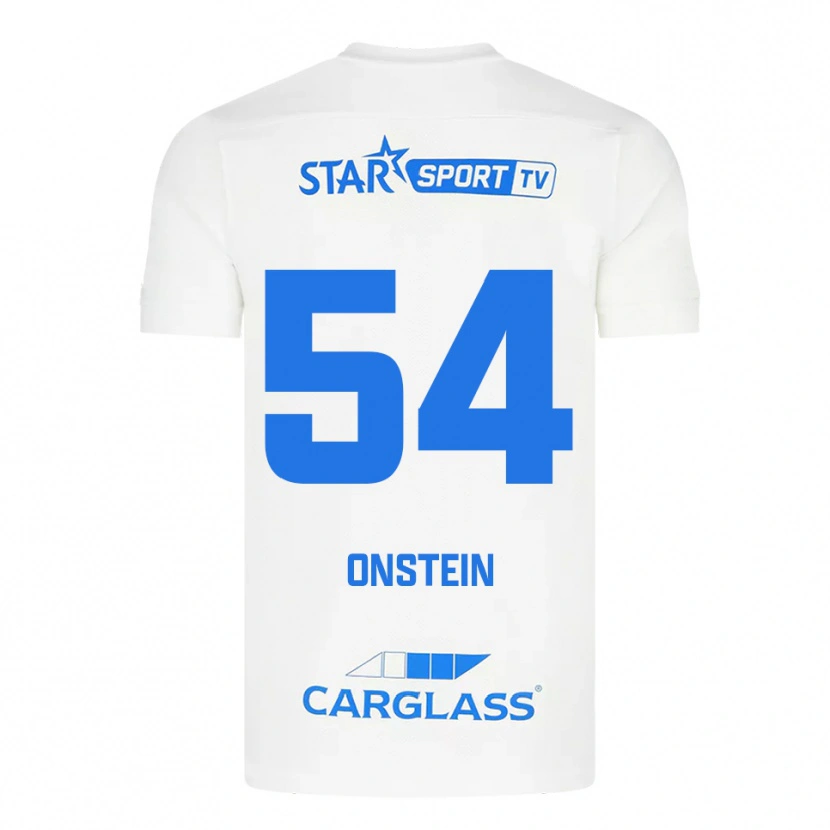 Danxen Bambino Maglia Juwensley Onstein #54 Bianco Blu Kit Gara Away 2025/26 Maglietta