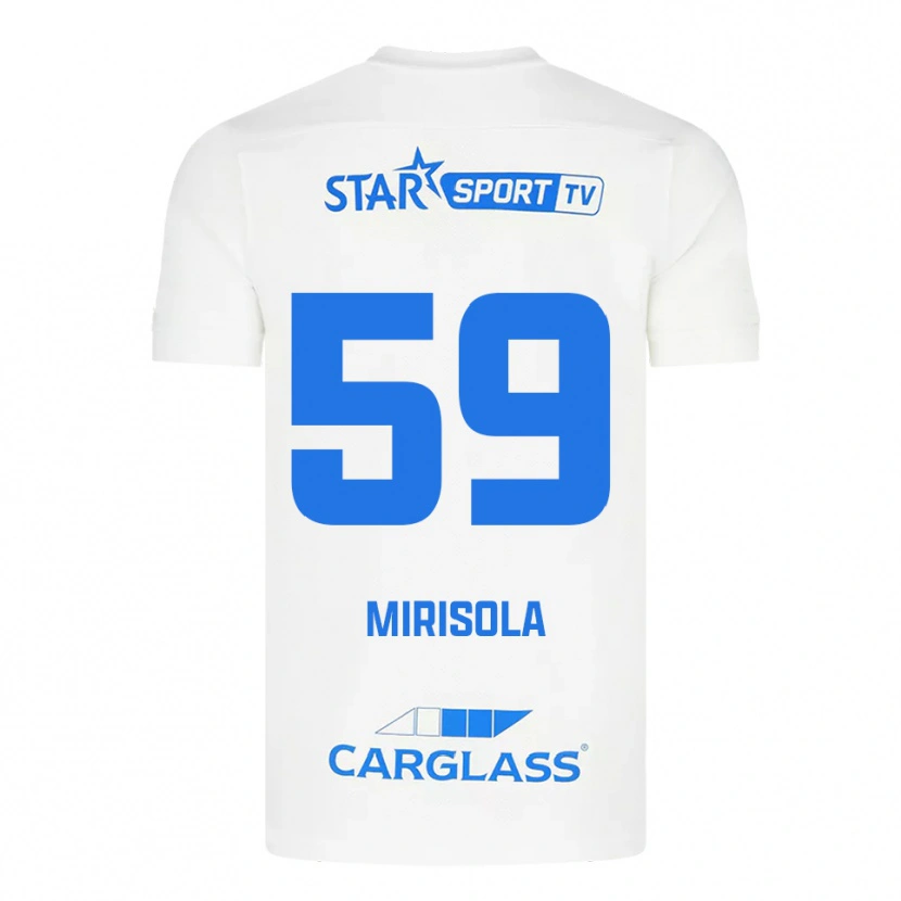 Danxen Bambino Maglia Robin Mirisola #59 Bianco Blu Kit Gara Away 2025/26 Maglietta