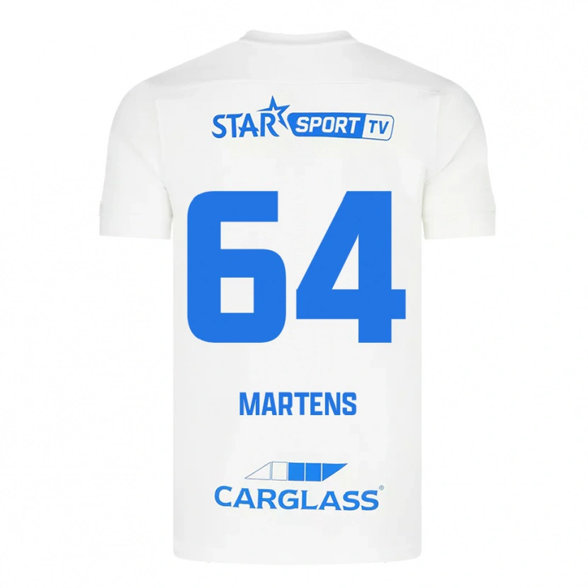 Danxen Bambino Maglia Nolan Martens #64 Bianco Blu Kit Gara Away 2025/26 Maglietta