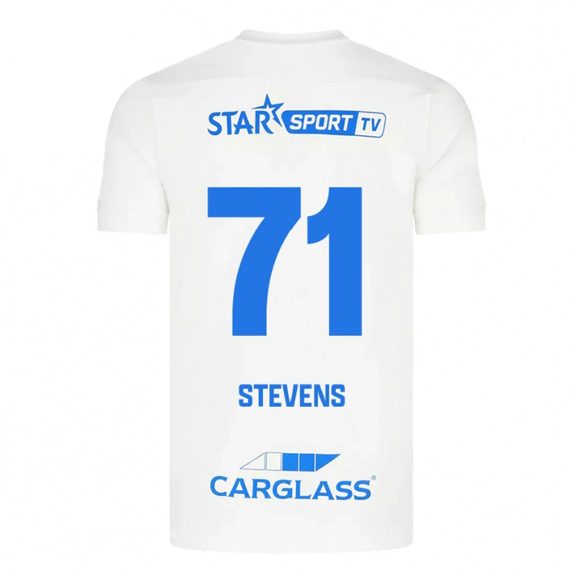 Danxen Bambino Maglia Brent Stevens #71 Bianco Blu Kit Gara Away 2025/26 Maglietta