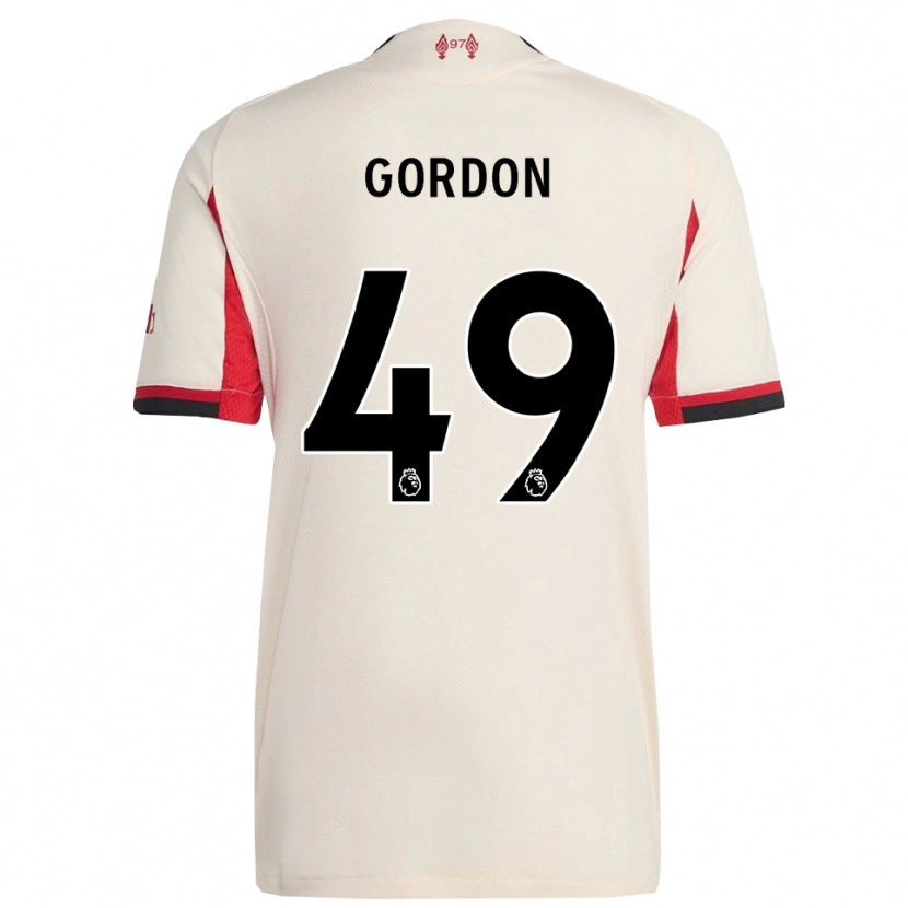 Danxen Bambino Maglia Kaide Gordon #49 Bianco Nero Kit Gara Away 2025/26 Maglietta