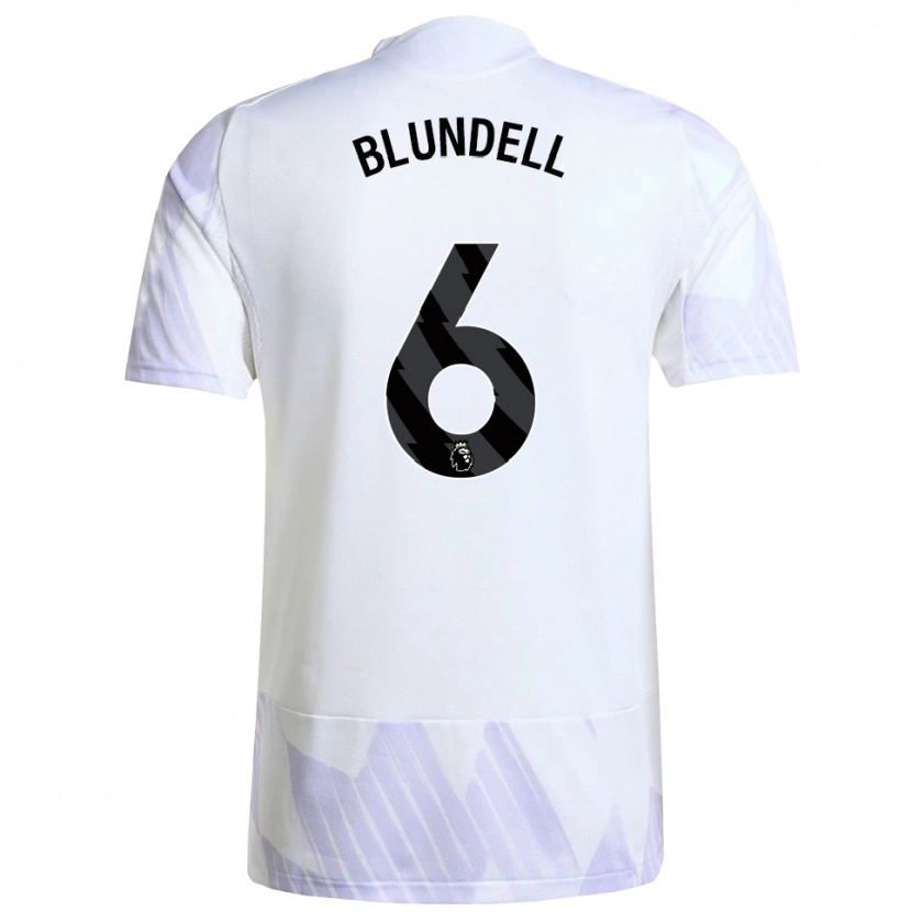 Danxen Bambino Maglia Hannah Blundell #6 Bianco Viola Viola Kit Gara Away 2025/26 Maglietta
