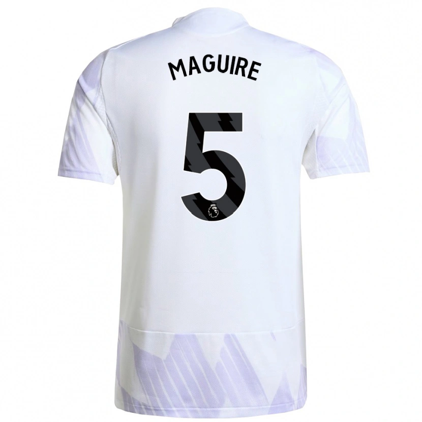 Danxen Bambino Maglia Harry Maguire #5 Bianco Viola Viola Kit Gara Away 2025/26 Maglietta