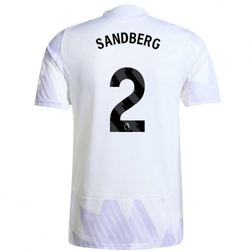 Danxen Bambino Maglia Anna Sandberg #2 Bianco Viola Viola Kit Gara Away 2025/26 Maglietta