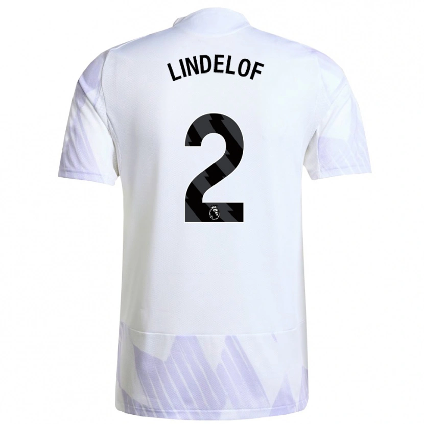 Danxen Bambino Maglia Victor Lindelof #2 Bianco Viola Viola Kit Gara Away 2025/26 Maglietta
