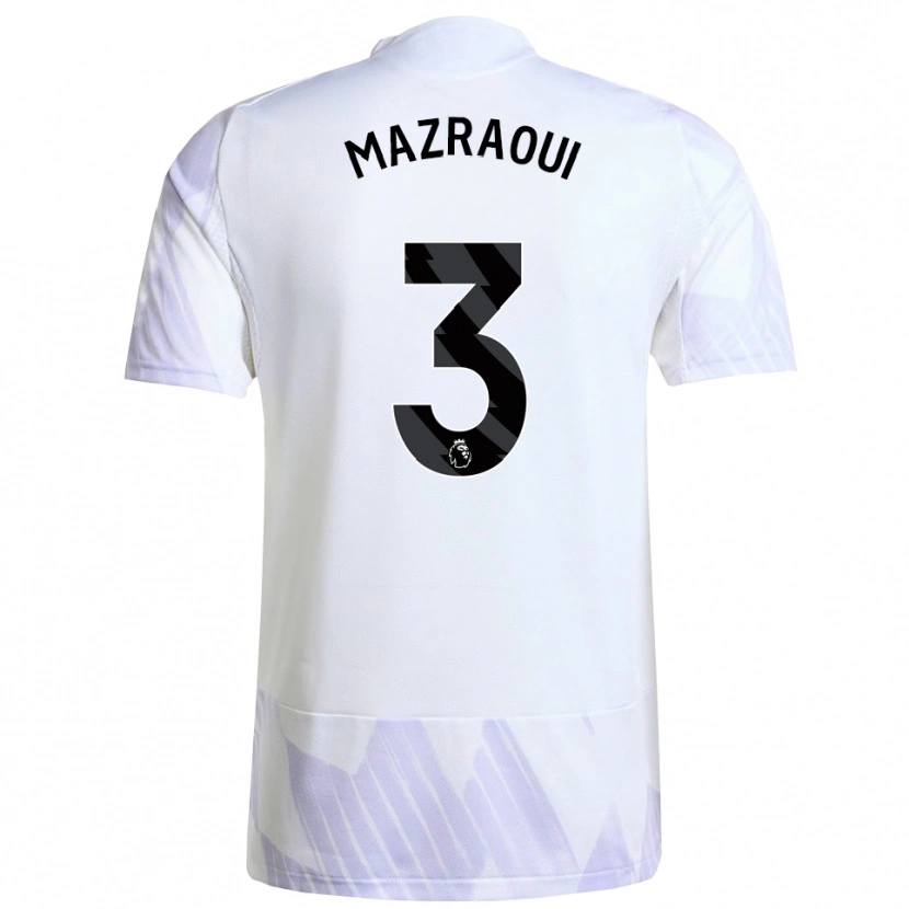 Danxen Bambino Maglia Noussair Mazraoui #3 Bianco Viola Viola Kit Gara Away 2025/26 Maglietta