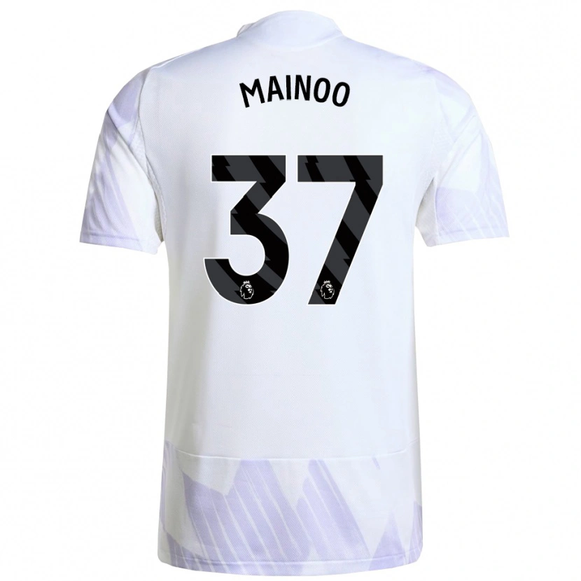 Danxen Bambino Maglia Kobbie Mainoo #37 Bianco Viola Viola Kit Gara Away 2025/26 Maglietta