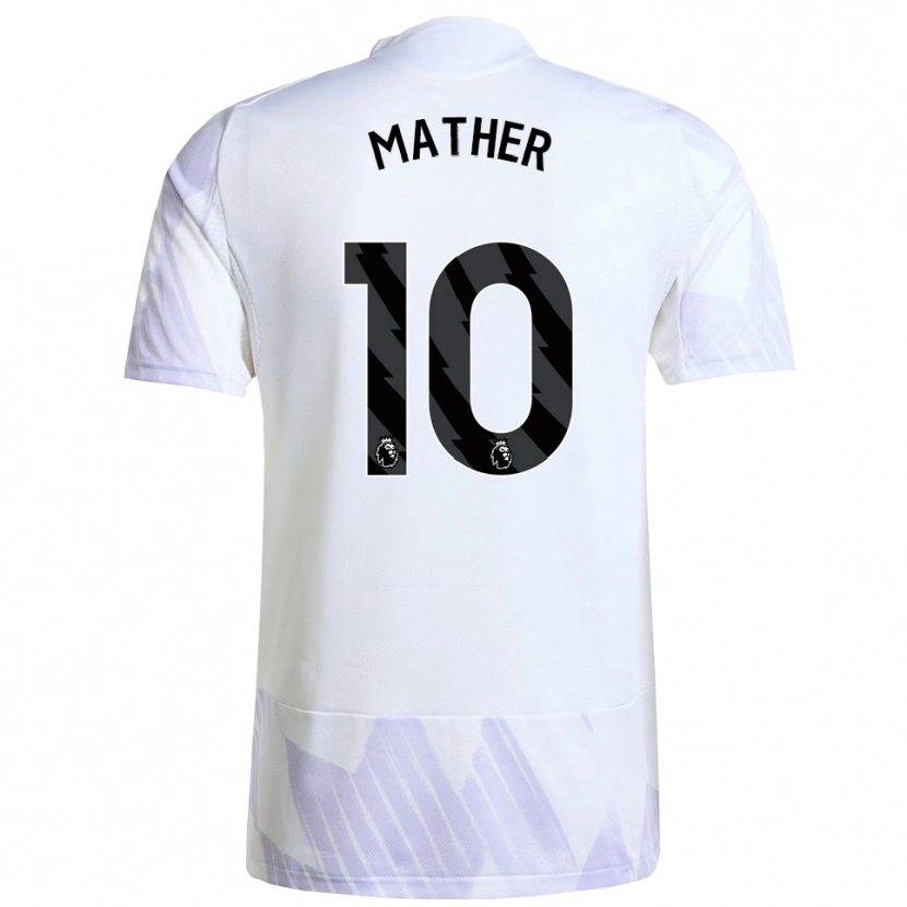 Danxen Bambino Maglia Sam Mather #10 Bianco Viola Viola Kit Gara Away 2025/26 Maglietta