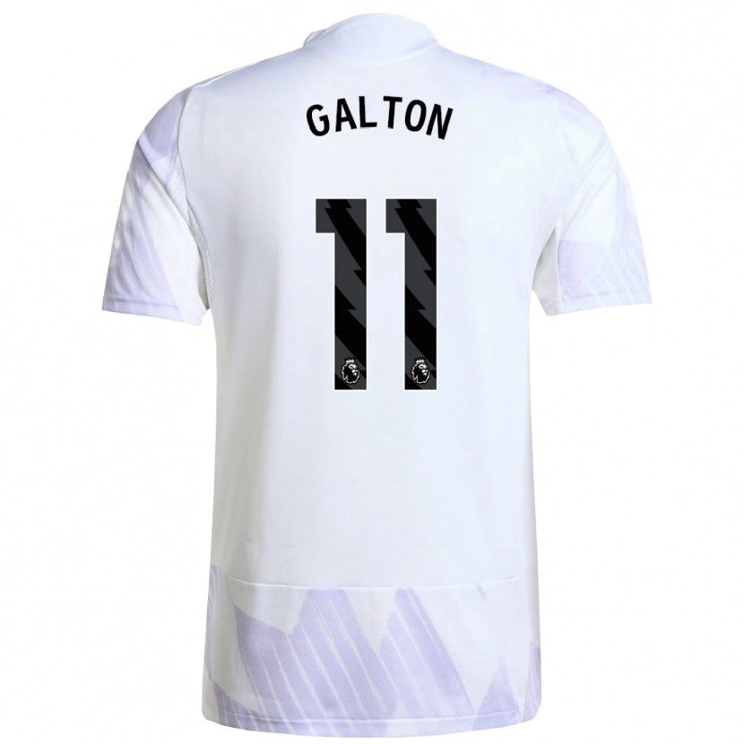 Danxen Bambino Maglia Leah Galton #11 Bianco Viola Viola Kit Gara Away 2025/26 Maglietta