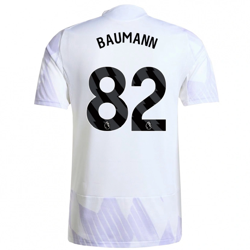 Danxen Bambino Maglia Zach Baumann #82 Bianco Viola Viola Kit Gara Away 2025/26 Maglietta