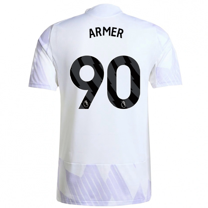 Danxen Bambino Maglia Daniel Armer #90 Bianco Viola Viola Kit Gara Away 2025/26 Maglietta