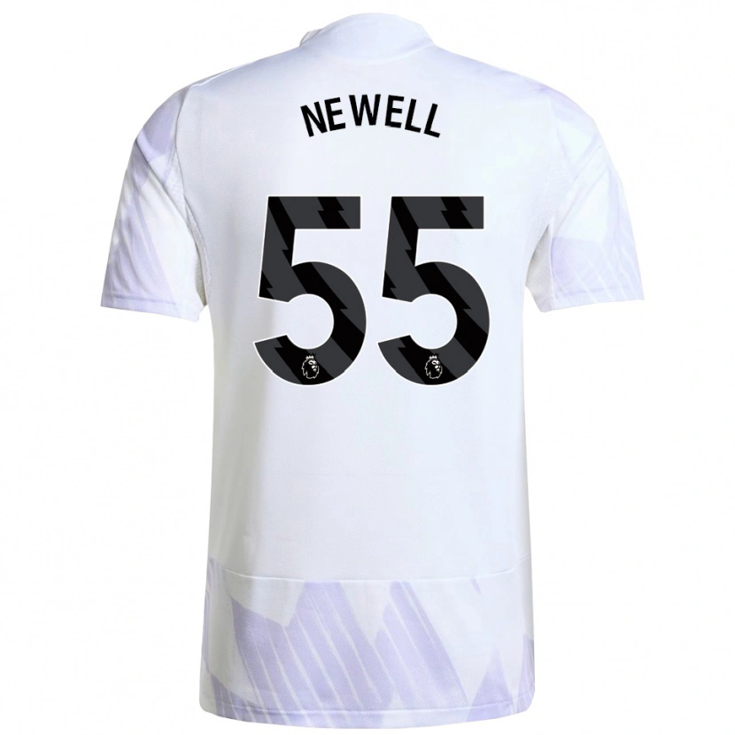 Danxen Bambino Maglia Lucy Newell #55 Bianco Viola Viola Kit Gara Away 2025/26 Maglietta